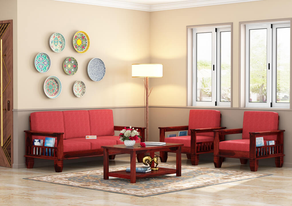 Angelic Wooden 3+1+1 Sofa Set - Urbnfurnish