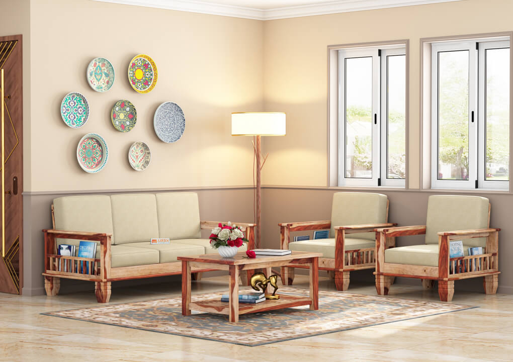 Angelic Wooden 3+1+1 Sofa Set - Urbnfurnish