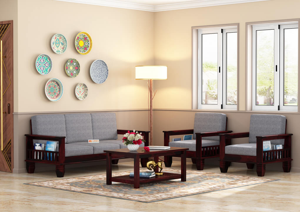 Angelic Wooden 3+1+1 Sofa Set - Urbnfurnish