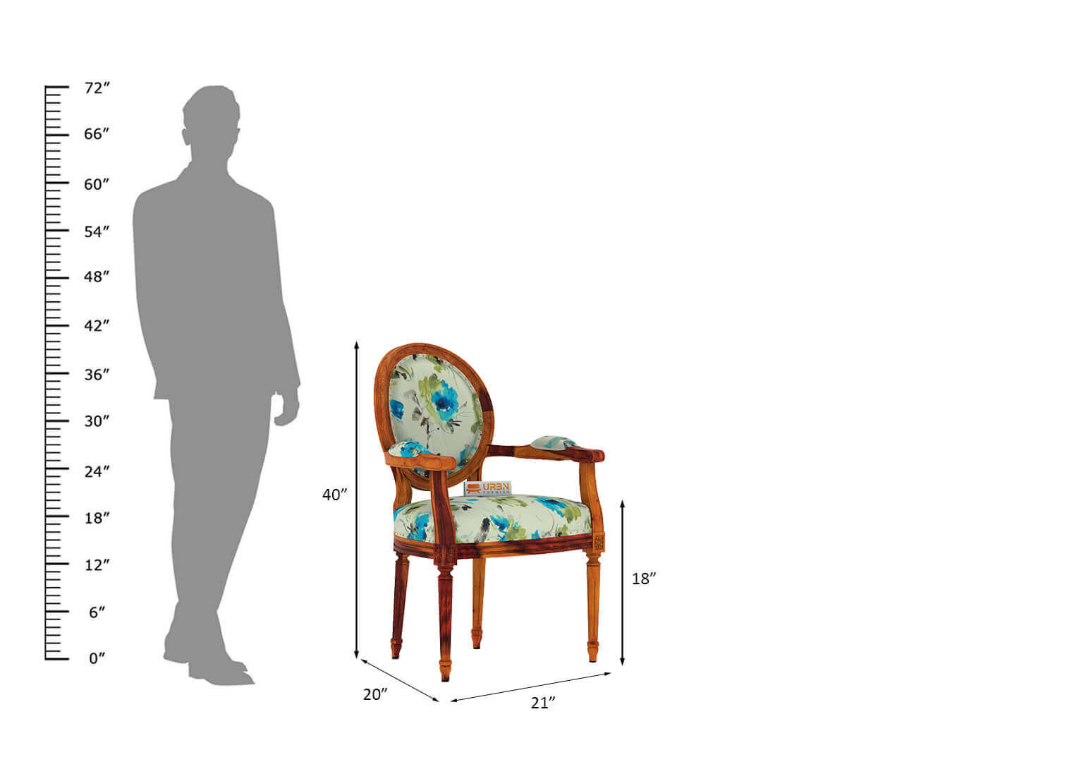 Antacia Arm Chair (Printed Fabric) - Urbnfurnish