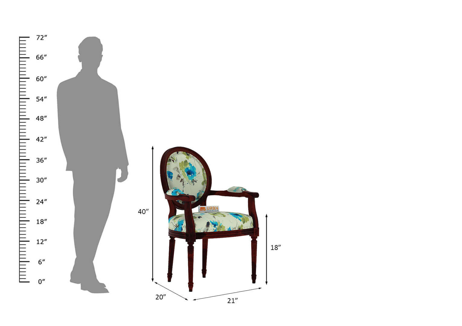 Antacia Arm Chair (Printed Fabric) - Urbnfurnish