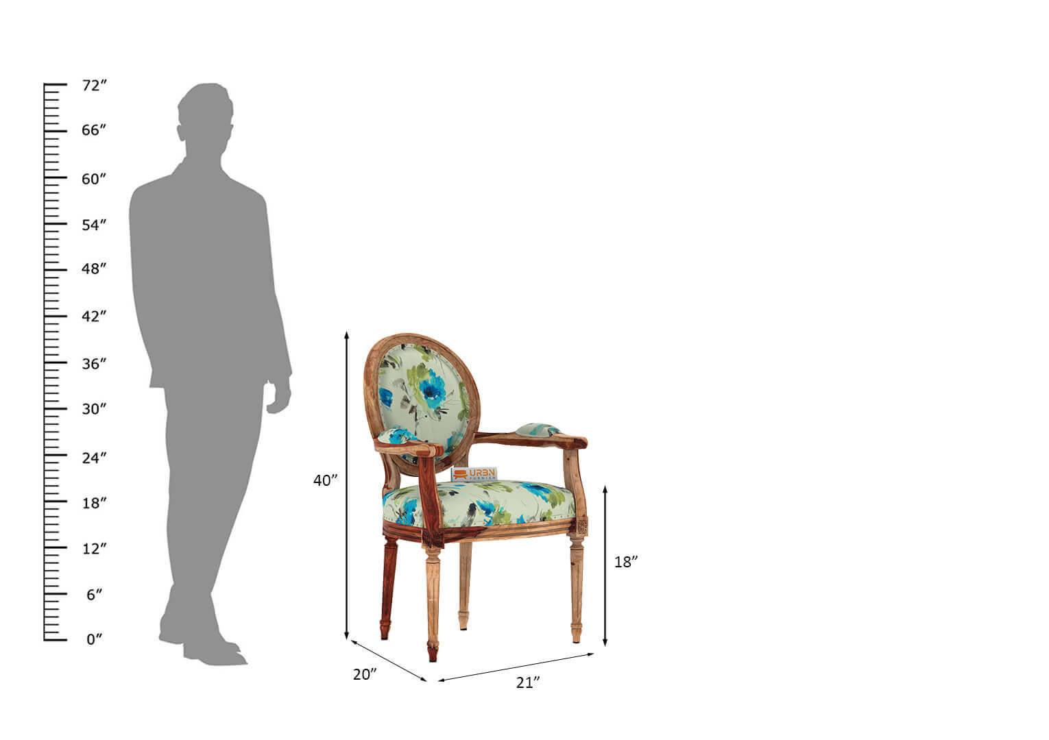 Antacia Arm Chair (Printed Fabric) - Urbnfurnish