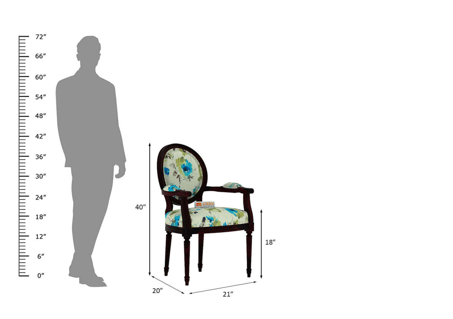 Antacia Arm Chair (Printed Fabric) - Urbnfurnish