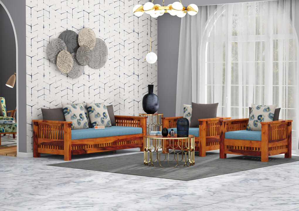 Bradford Wooden 3+1+1 Sofa Set - Urbnfurnish