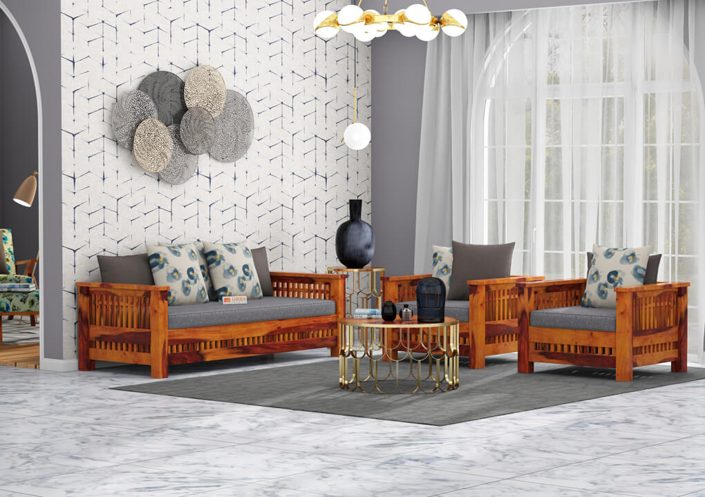 Bradford Wooden 3+1+1 Sofa Set - Urbnfurnish