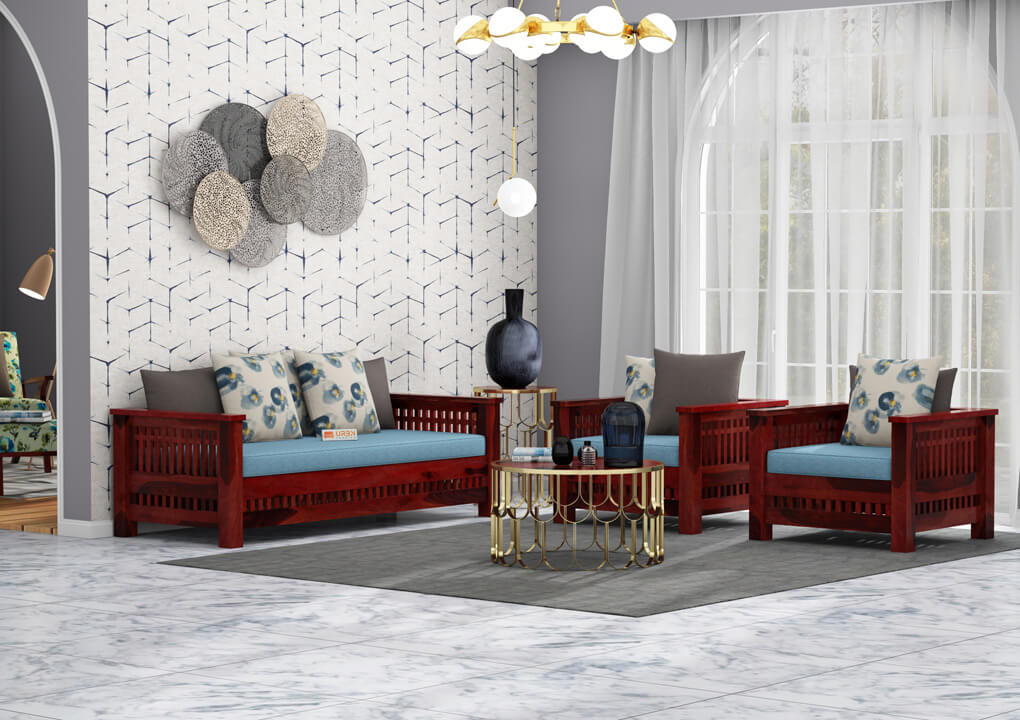 Bradford Wooden 3+1+1 Sofa Set - Urbnfurnish