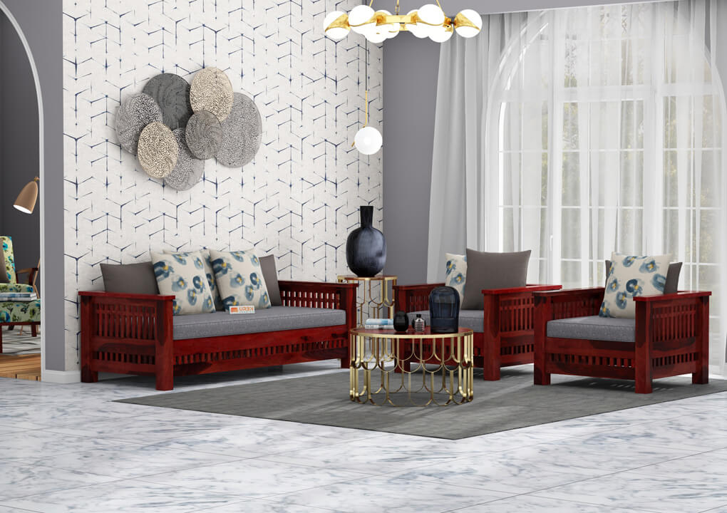 Bradford Wooden 3+1+1 Sofa Set - Urbnfurnish