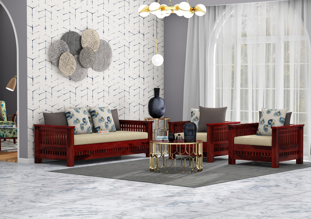 Bradford Wooden 3+1+1 Sofa Set - Urbnfurnish