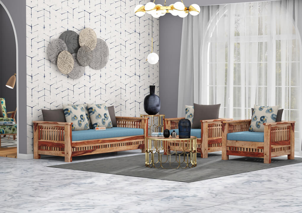 Bradford Wooden 3+1+1 Sofa Set - Urbnfurnish
