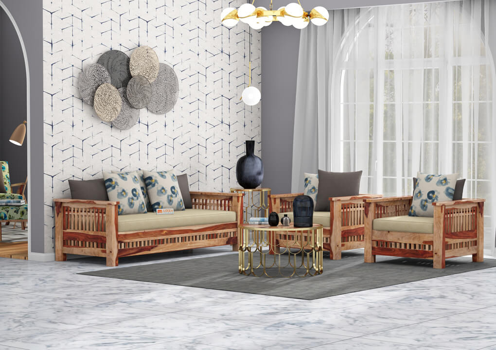 Bradford Wooden 3+1+1 Sofa Set - Urbnfurnish