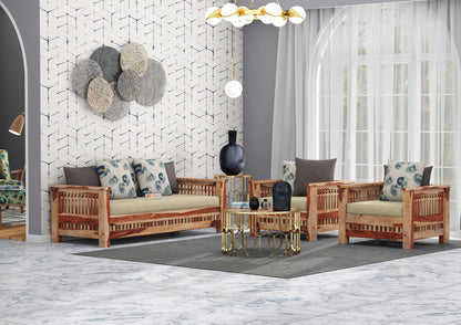 Bradford Wooden 3+1+1 Sofa Set - Urbnfurnish