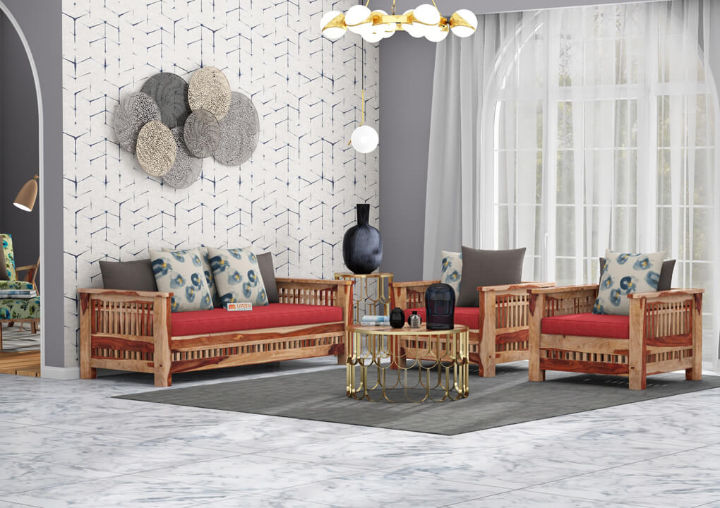 Bradford Wooden 3+1+1 Sofa Set - Urbnfurnish