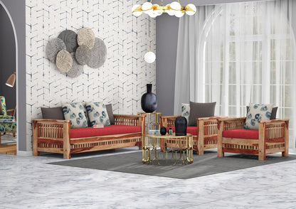 Bradford Wooden 3+1+1 Sofa Set - Urbnfurnish