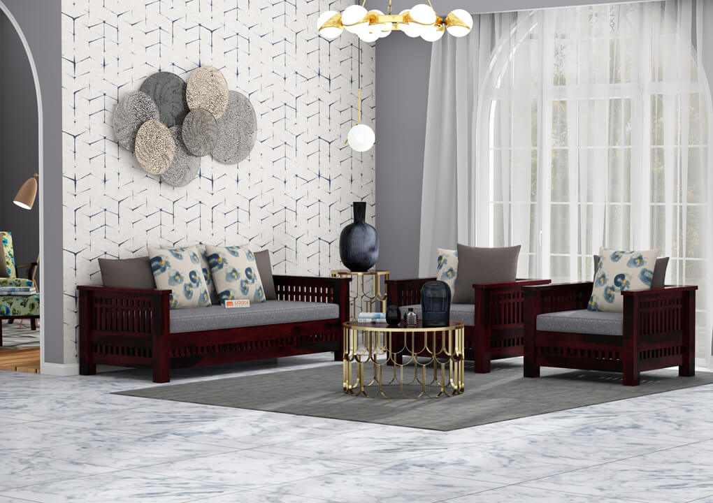 Bradford Wooden 3+1+1 Sofa Set - Urbnfurnish