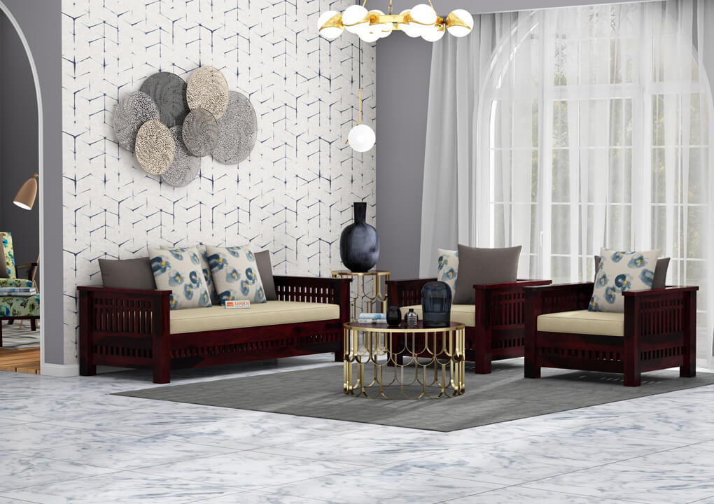 Bradford Wooden 3+1+1 Sofa Set - Urbnfurnish