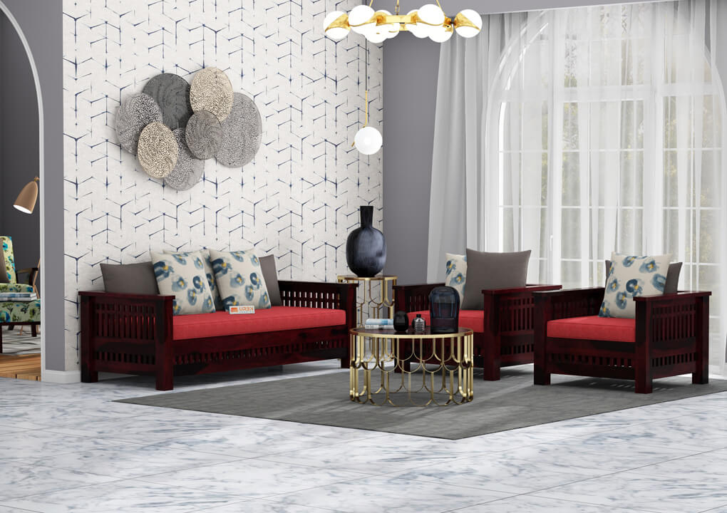 Bradford Wooden 3+1+1 Sofa Set - Urbnfurnish