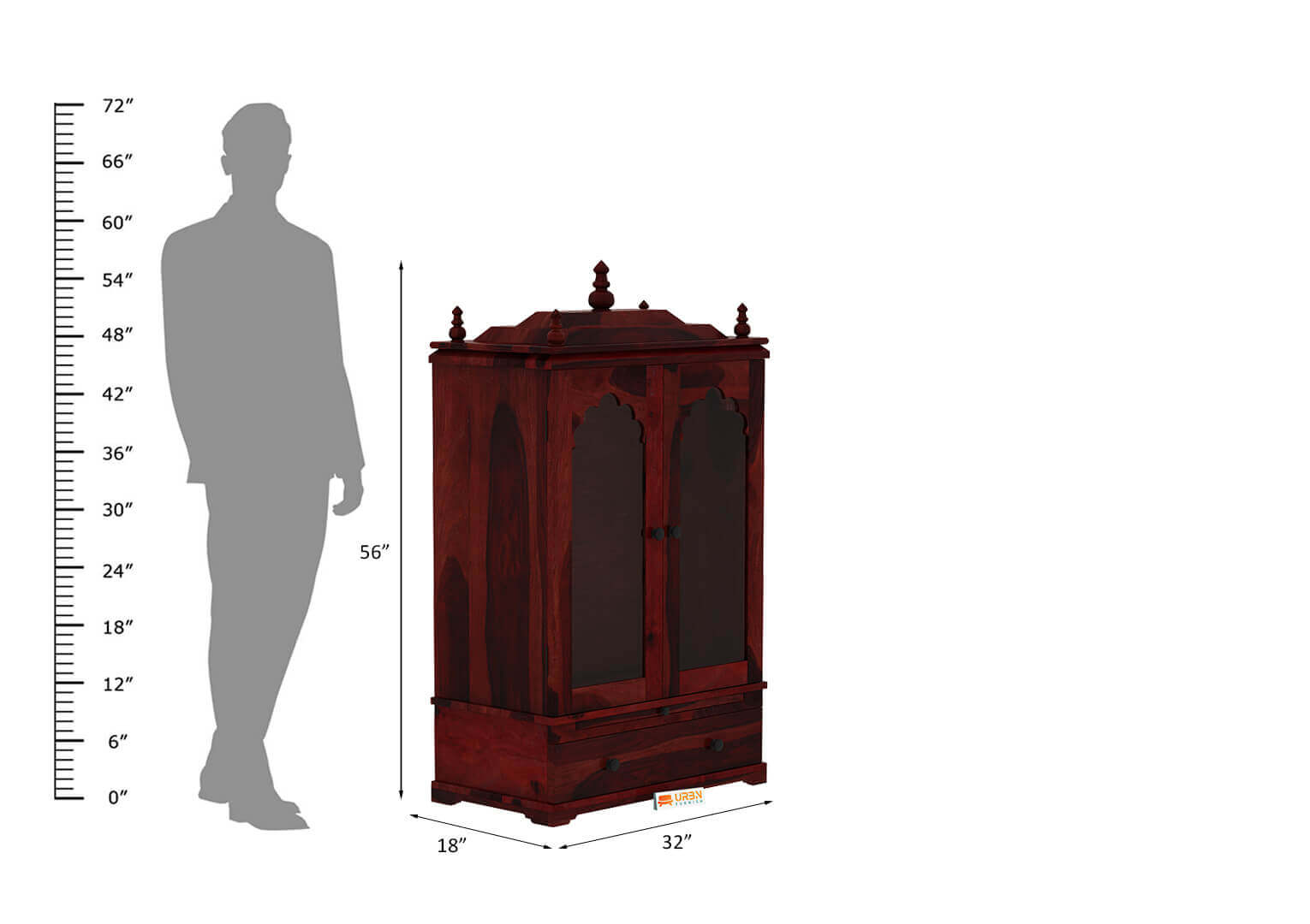 Carvings Home Temple (Honey Finish) - Urbnfurnish