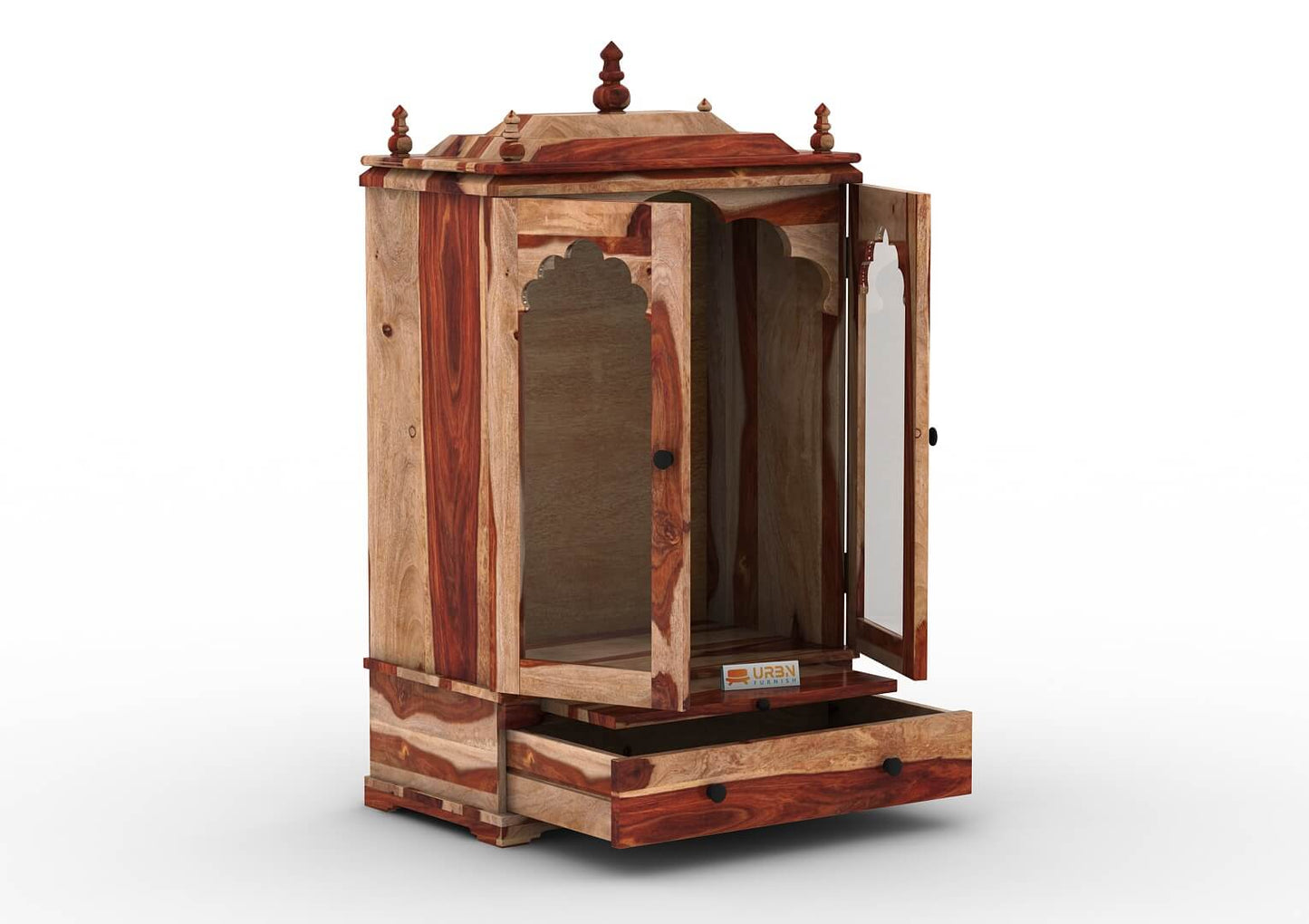 Carvings Home Temple (Honey Finish) - Urbnfurnish