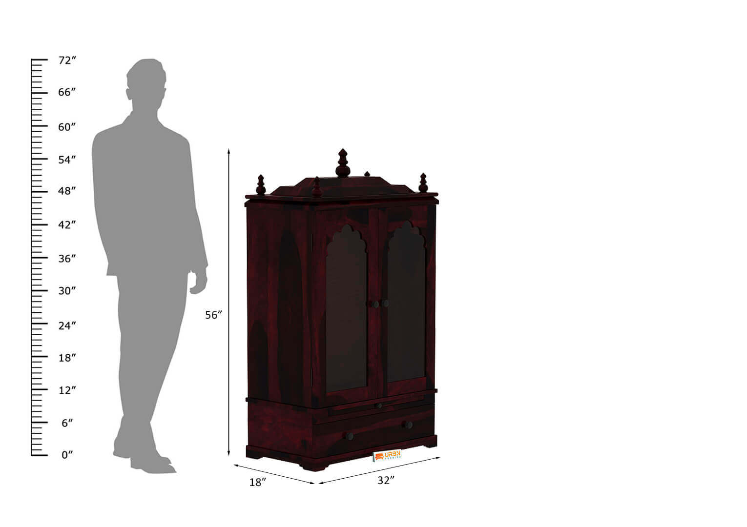 Carvings Home Temple (Honey Finish) - Urbnfurnish