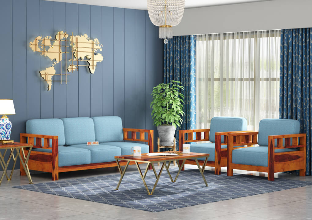 Drake Wooden 3+1+1 Sofa Set - Urbnfurnish