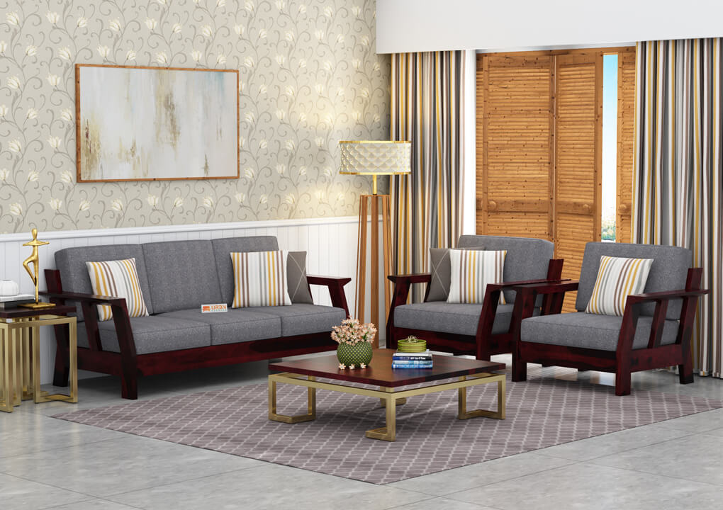 Edkin Wooden 3+1+1 Sofa Set - Urbnfurnish