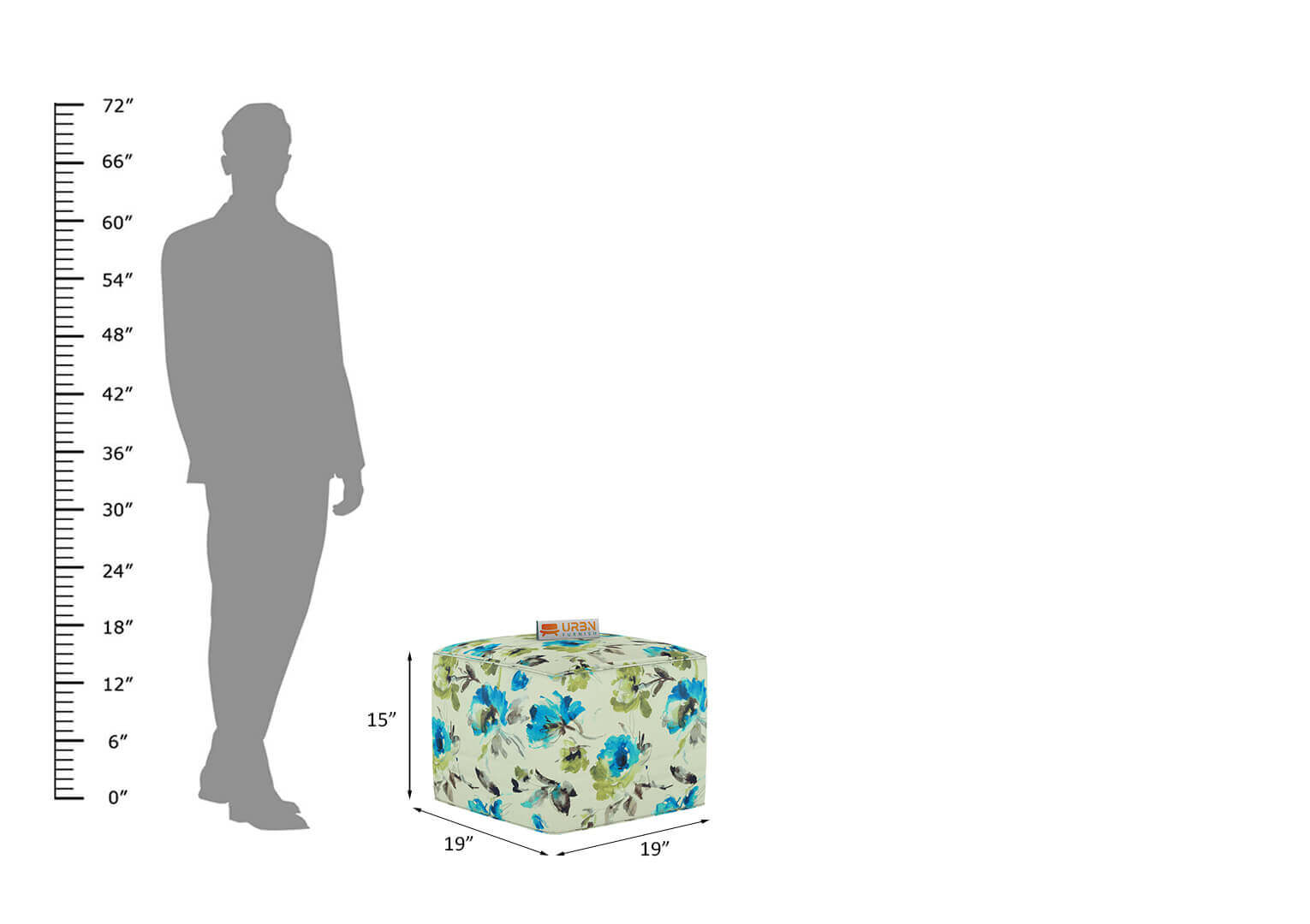 Elante Pouffe (Printed Fabric) - Urbnfurnish