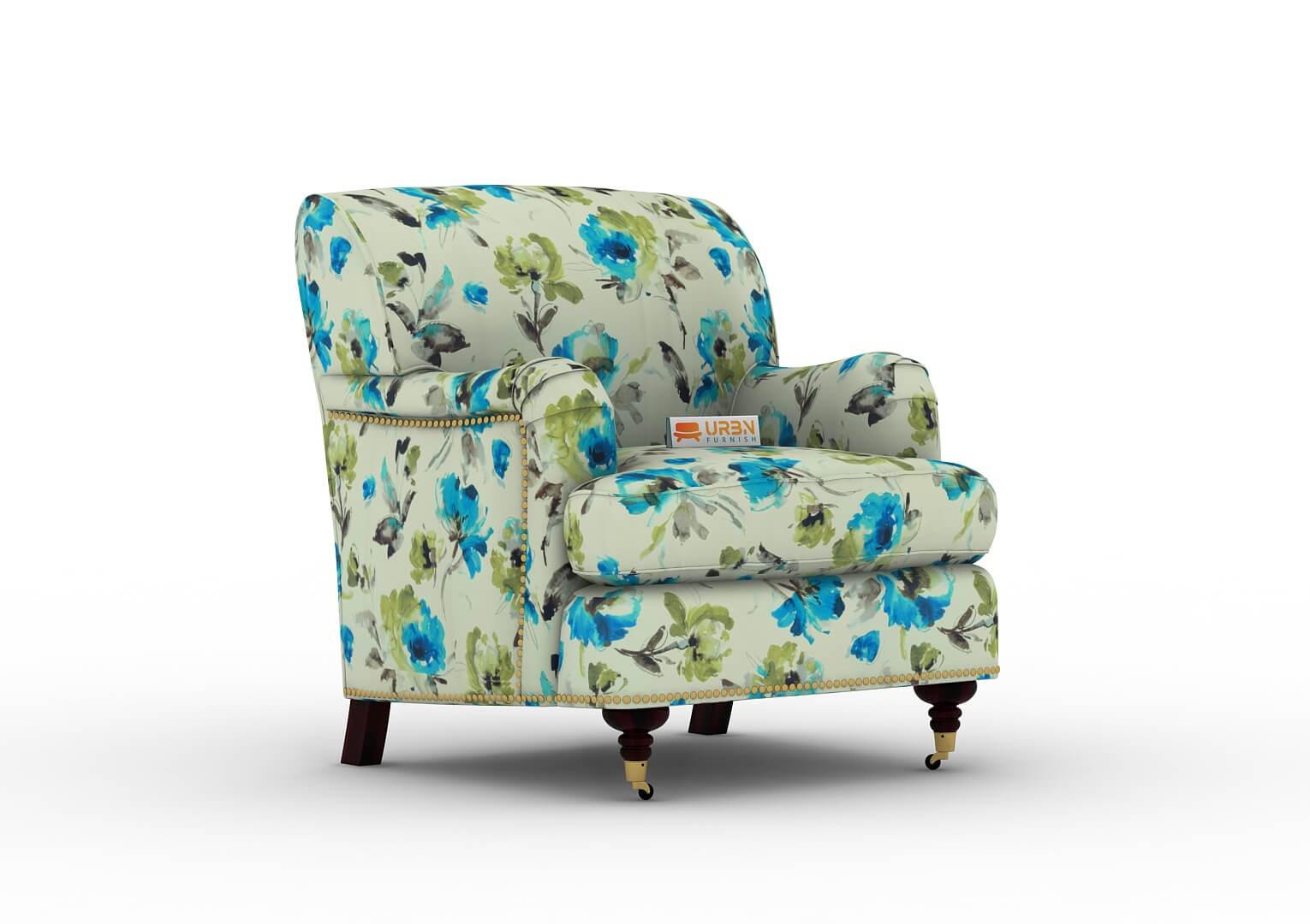 Erna Lounge Chair (Printed Fabric) - Urbnfurnish