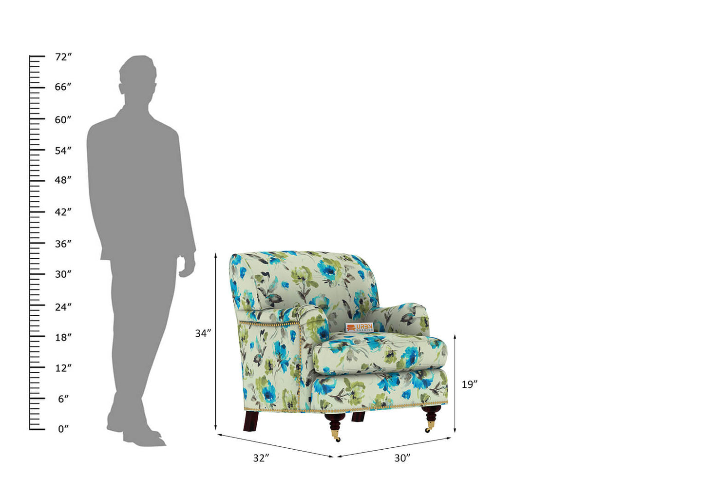 Erna Lounge Chair (Printed Fabric) - Urbnfurnish