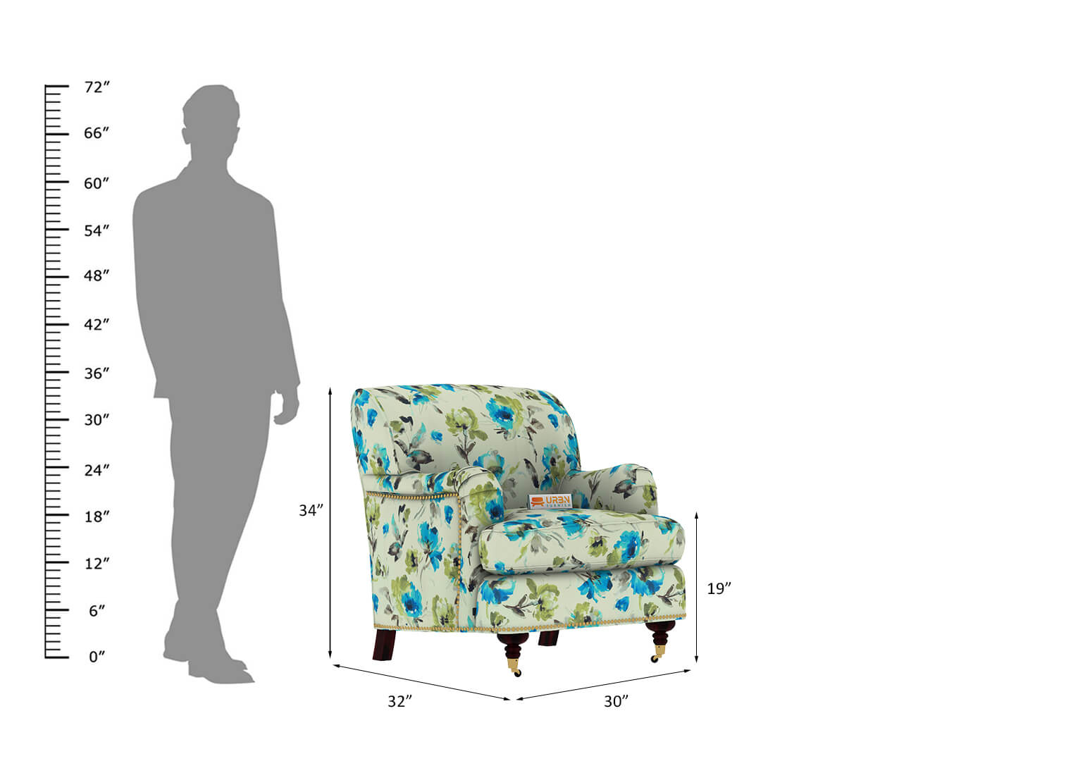 Erna Lounge Chair (Printed Fabric) - Urbnfurnish