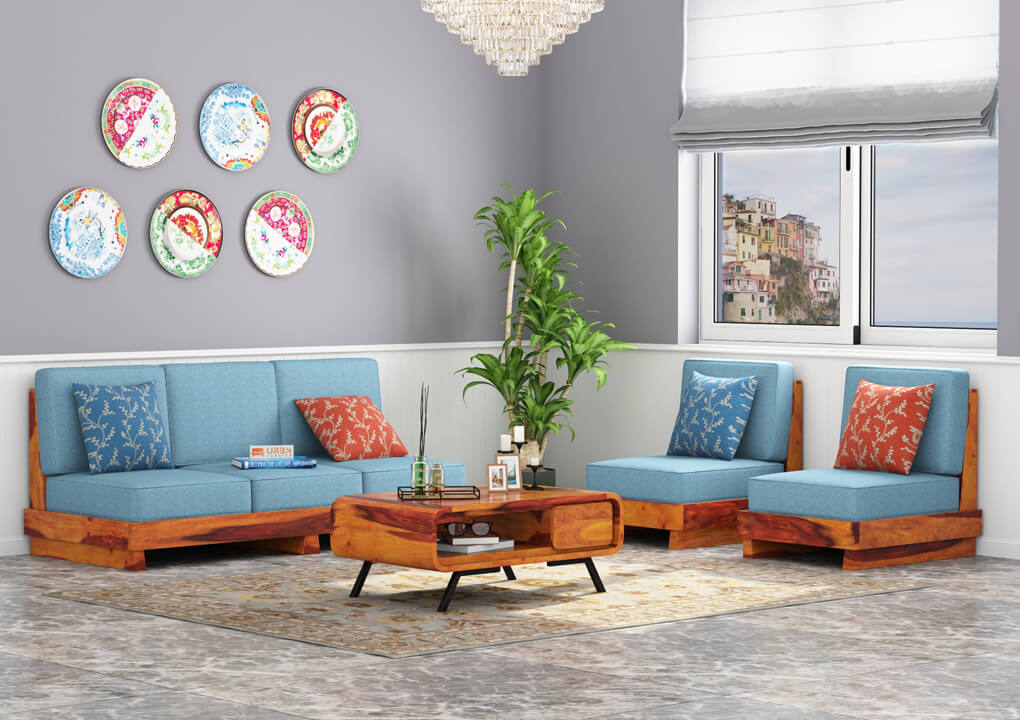 Finlauy Wooden 3+1+1 Sofa Set - Urbnfurnish