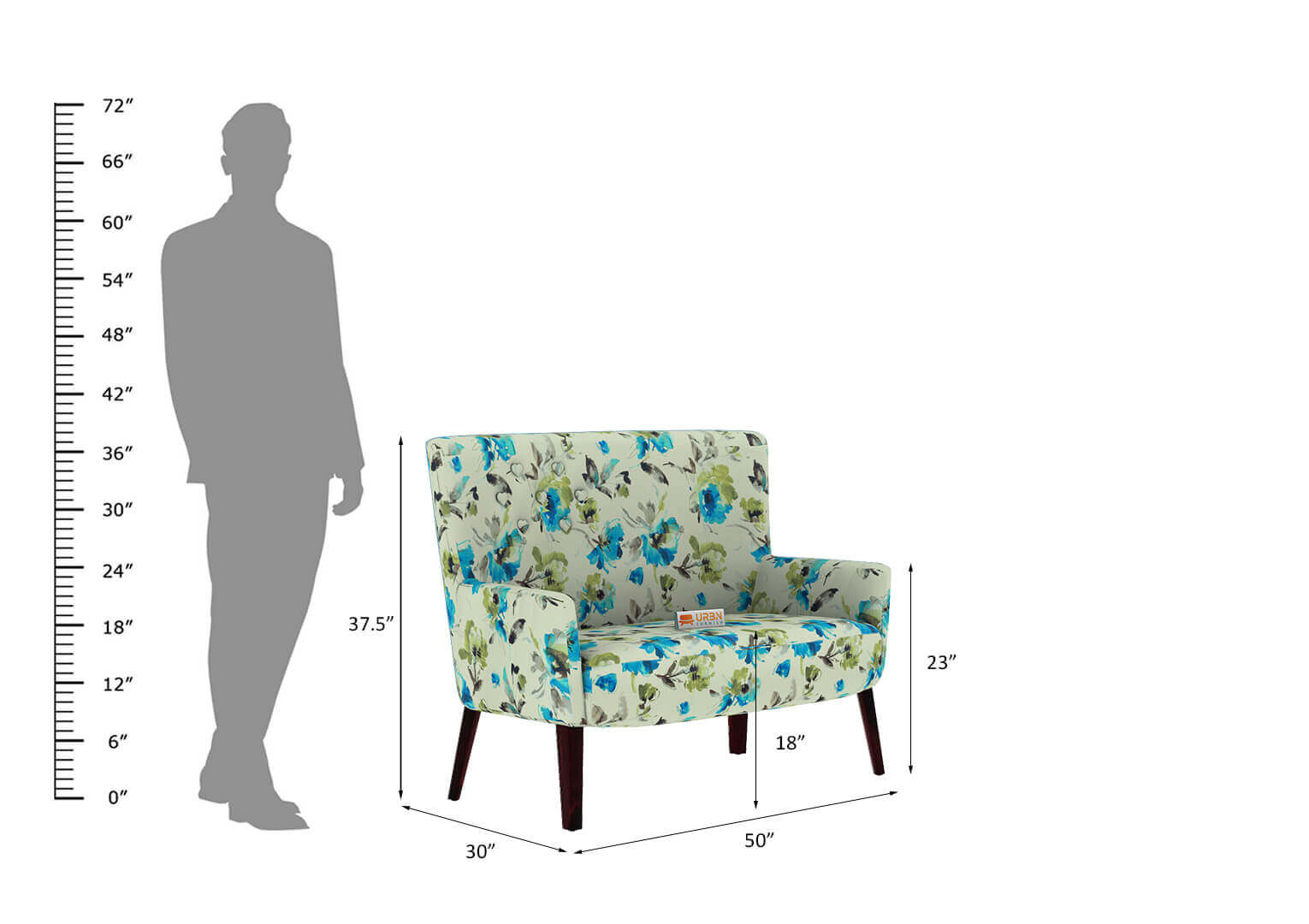Flamingo Love Seat (Printed Fabric) - Urbnfurnish