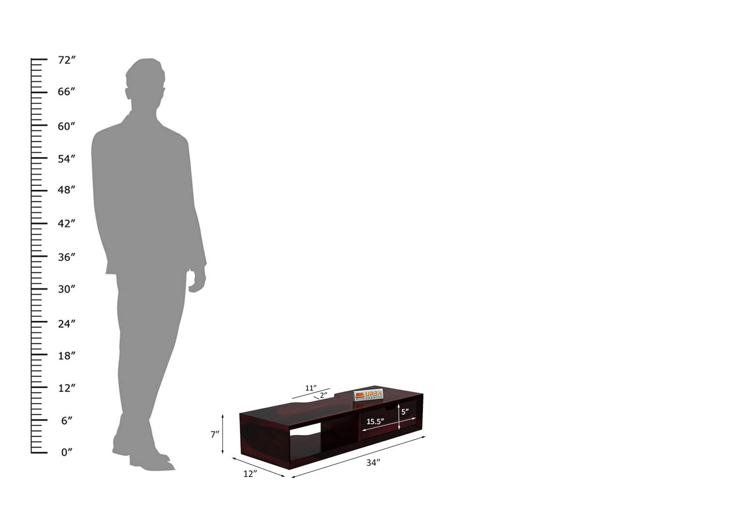 Gabin With Drawer Wall Mount Tv Unit - Urbnfurnish