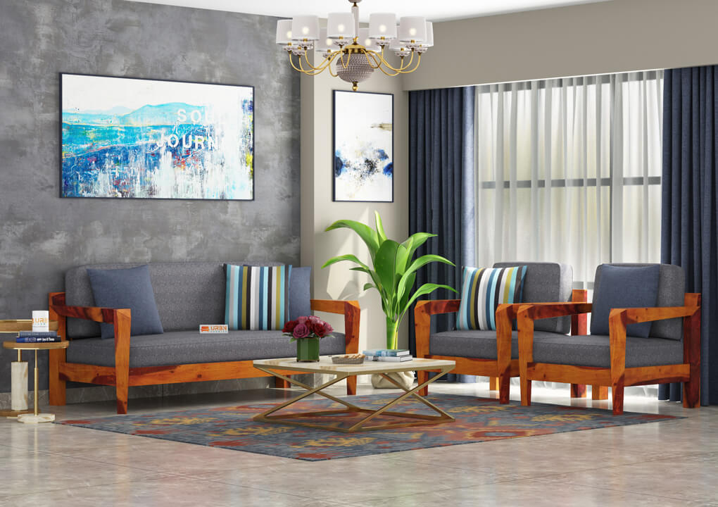 Hampton Wooden 3+1+1 Sofa Set - Urbnfurnish