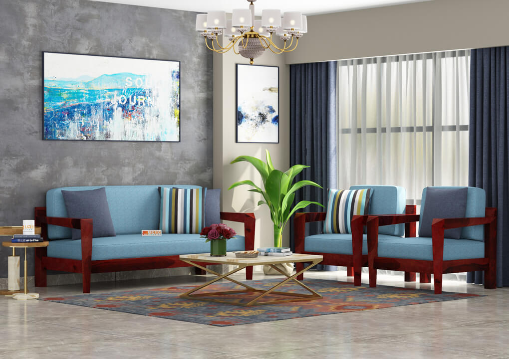 Hampton Wooden 3+1+1 Sofa Set - Urbnfurnish