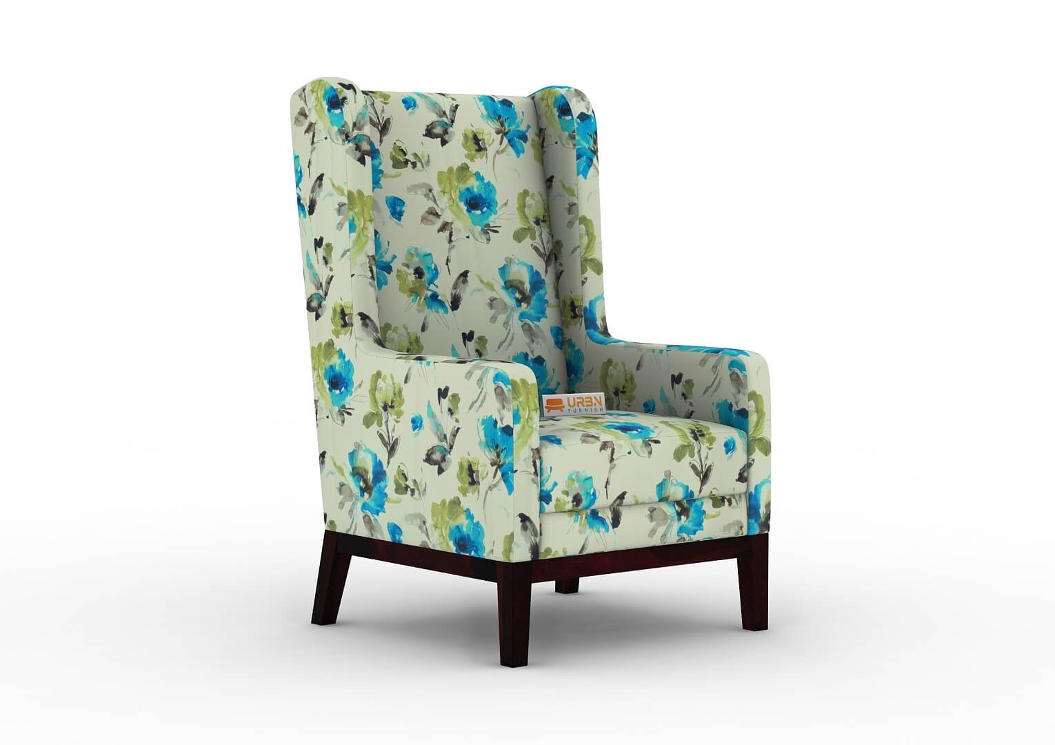 Indian Wingback Chair (Printed Fabric) - Urbnfurnish