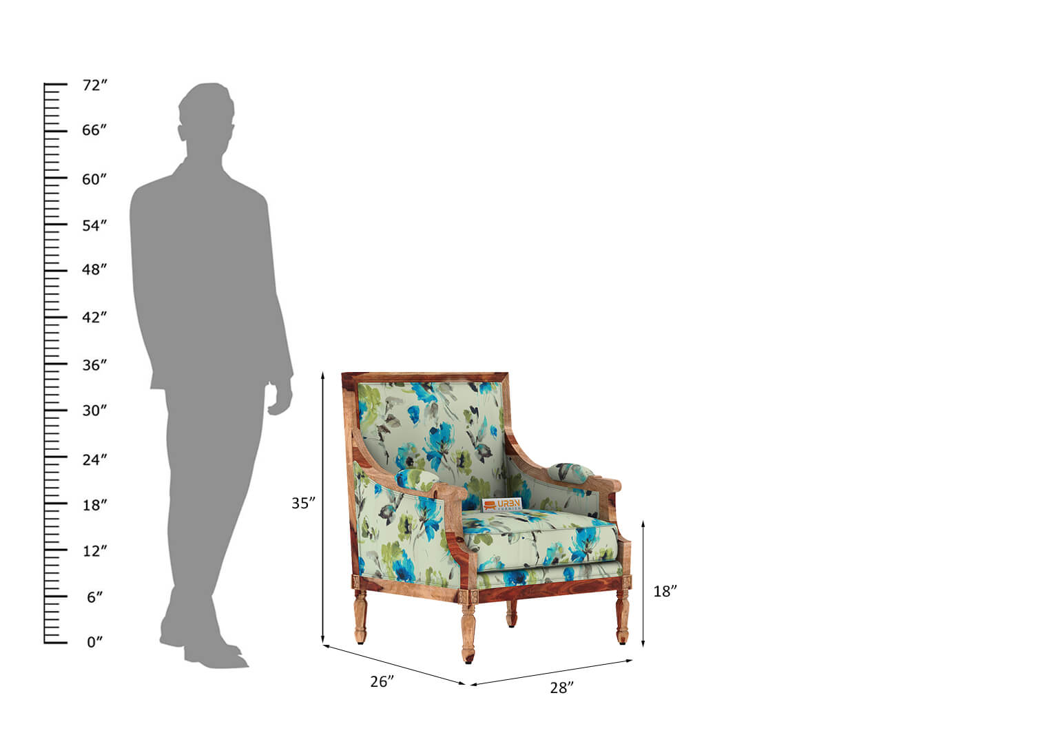 Irtysh Lounge Chair (Printed Fabric) - Urbnfurnish