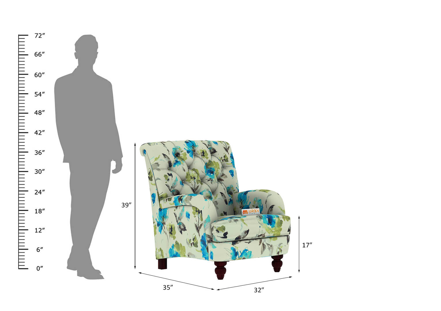 Joetsu Lounge Chair (Printed Fabric) - Urbnfurnish