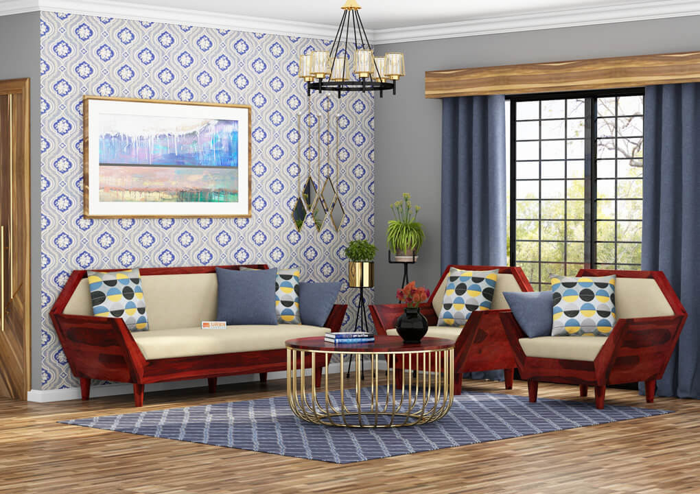 Jones Wooden 3+1+1 Sofa Set - Urbnfurnish
