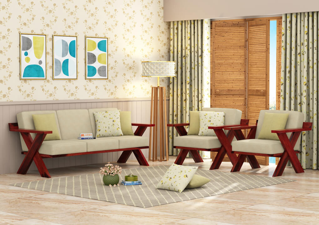 Smith Wooden 3+1+1 Sofa Set - Urbnfurnish