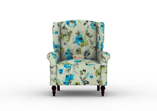 Maharaja Handtufted Back Wingback Chair (Printed Fabric) - Urbnfurnish