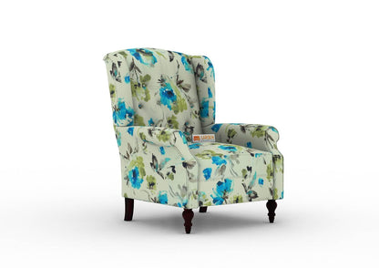 Maharaja Handtufted Back Wingback Chair (Printed Fabric) - Urbnfurnish