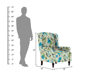 Maharaja Handtufted Back Wingback Chair (Printed Fabric) - Urbnfurnish