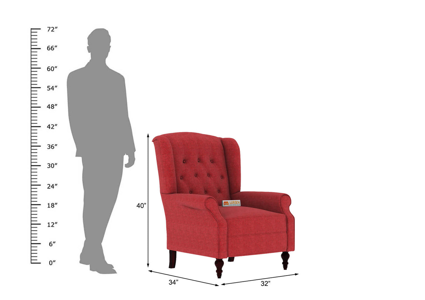 Maharaja Handtufted Back Wingback Chair - Urbnfurnish