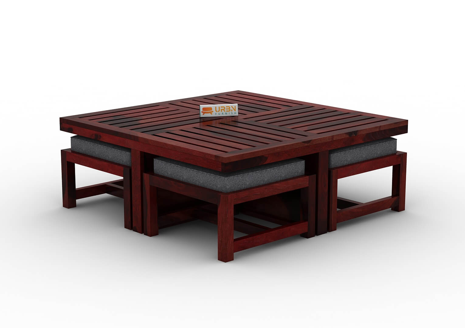 Paladin Coffee Table Set With Four Stools - Urbnfurnish