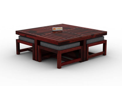 Paladin Coffee Table Set With Four Stools - Urbnfurnish