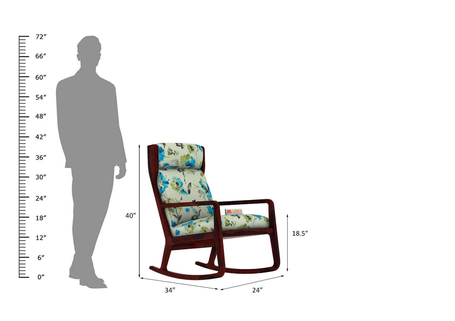Metanoia Rocking Chair (Printed Fabric) - Urbnfurnish