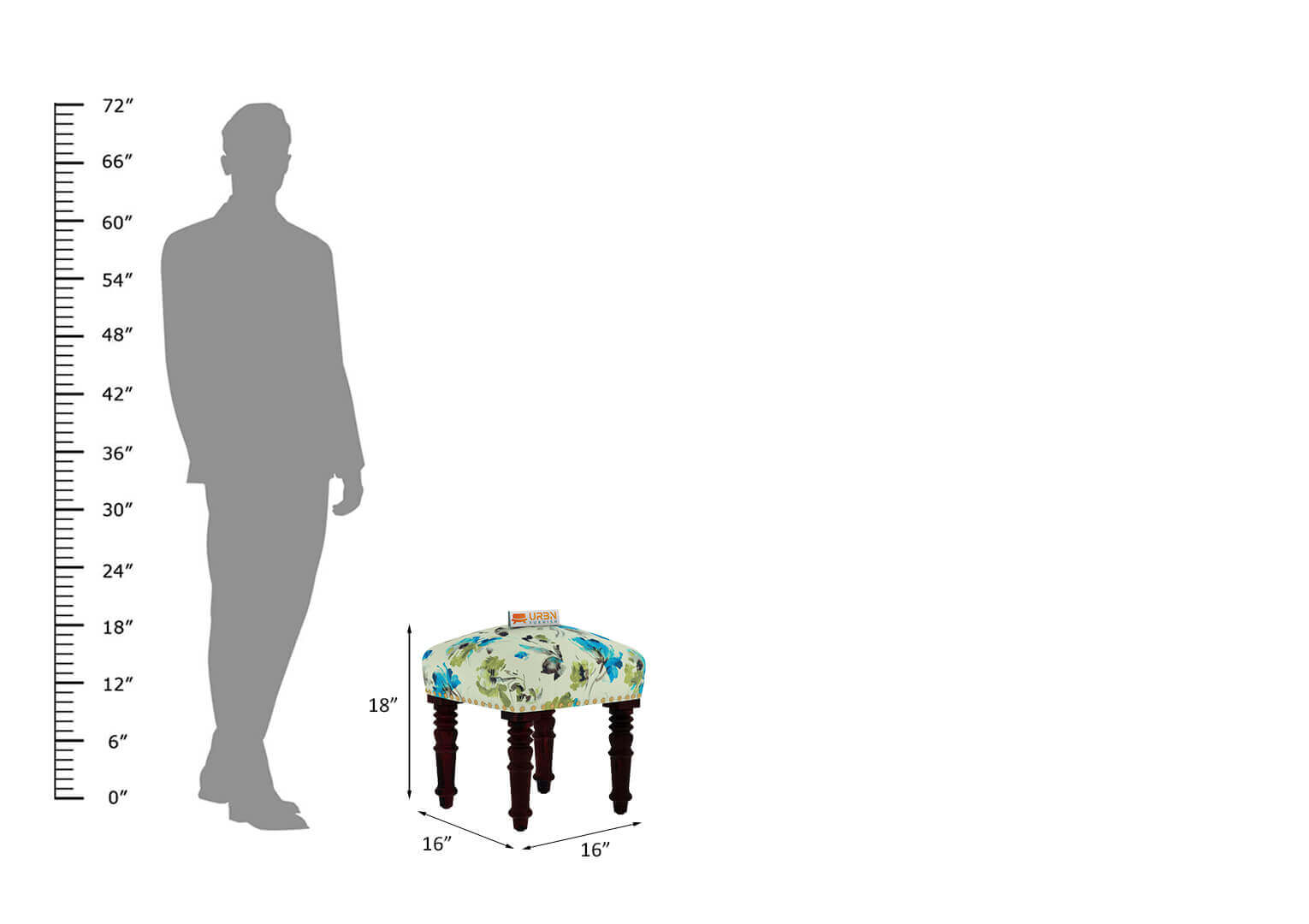 Mudrank Stool (Printed Fabric) - Urbnfurnish
