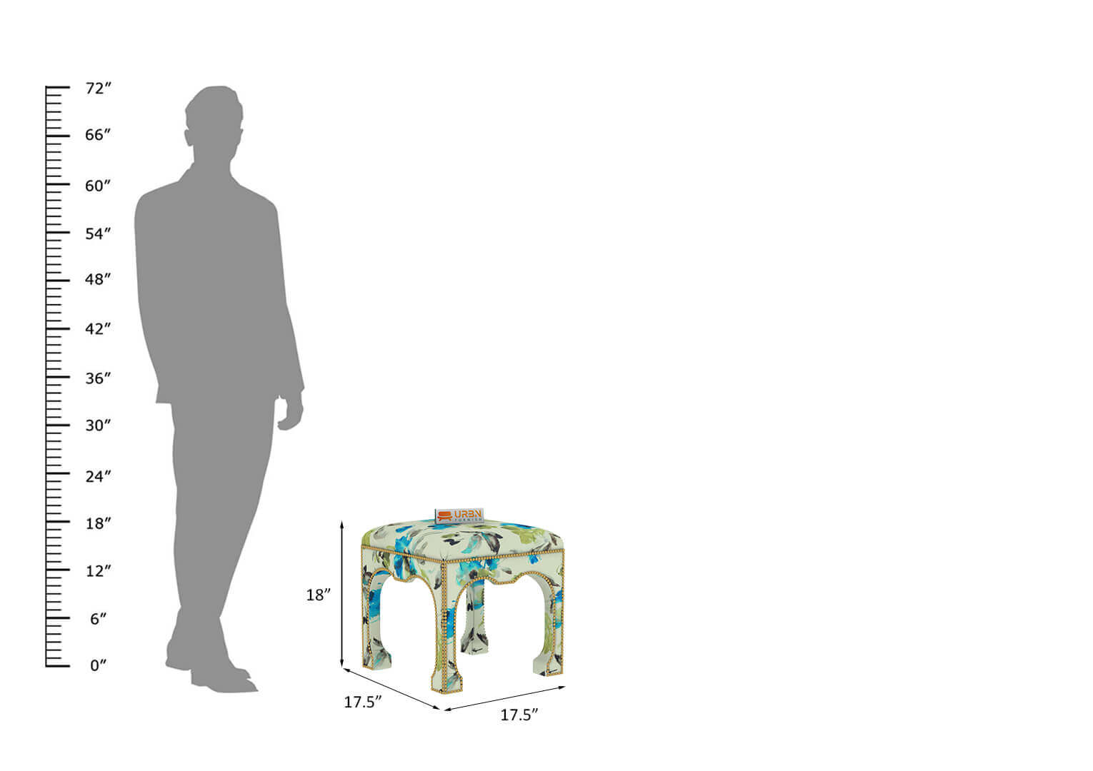 Narment Ottoman (Printed Fabric) - Urbnfurnish