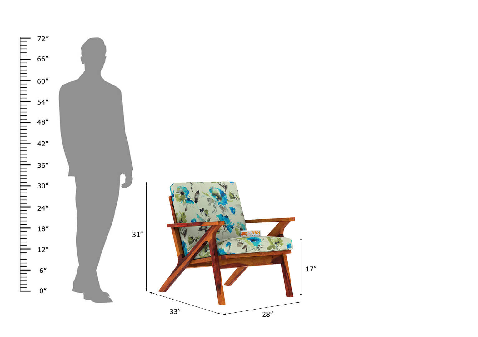 Oueme Lounge Chair With Stool (Printed Fabric) - Urbnfurnish