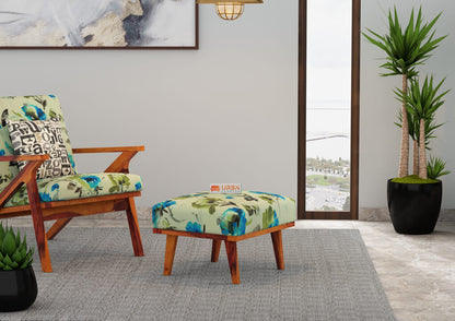 Oueme Lounge Chair With Stool (Printed Fabric) - Urbnfurnish